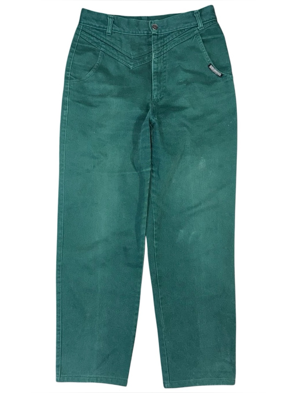 VTG 80s 90s RoughRider Circle T Green High Rise Wedgie Cowgirl Jeans Sz 30 USA - Picture 2 of 12